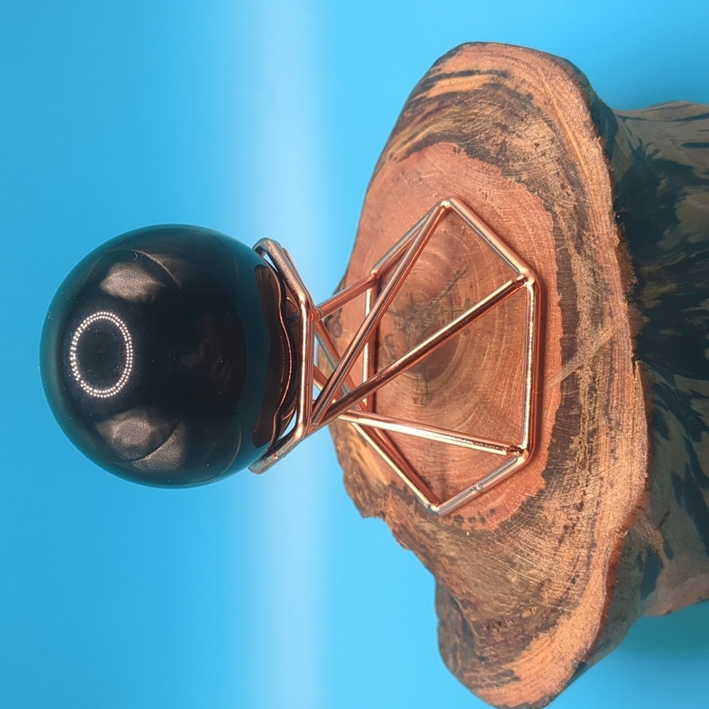 Adorable small obsidian sphere with stand